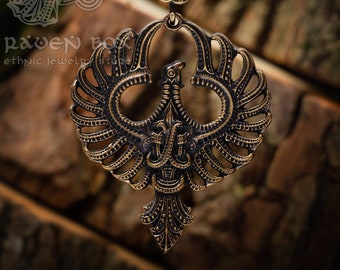 Colgante de bronce del Fénix Ascendente: Símbolo de Vida, Muerte y Renacimiento. Inspirado en el Ave de Fuego de la Mitología Antigua.