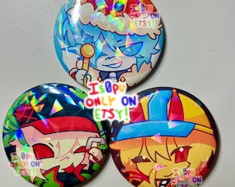 RBLX BlockTales Holographic Pins || 2.28” || Griefer, Cruel King, Builderman