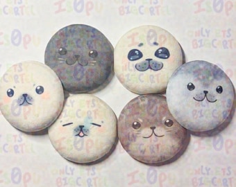 Seal Plush Button Pins || 2.28”