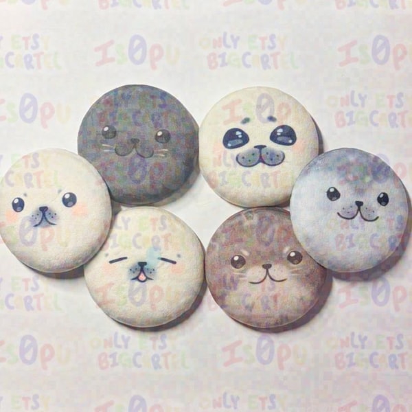 Seal Plush Button Pins || 2.28”