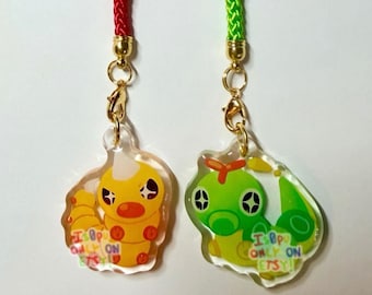 PKM Acrylic Phone Charm || Glitter Epoxy || Weedle & Caterpie