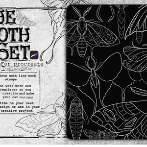 Set Procreate The Moth Tampons tatouage papillons Pinceau modèle papillon