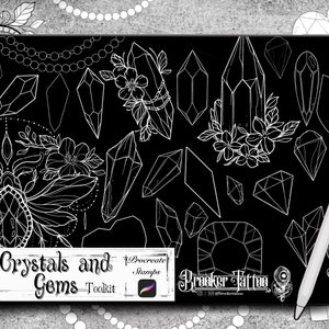 Crystal tattoo brush set for procreate tattoo designs 65 procreate tattoo stamp brush set