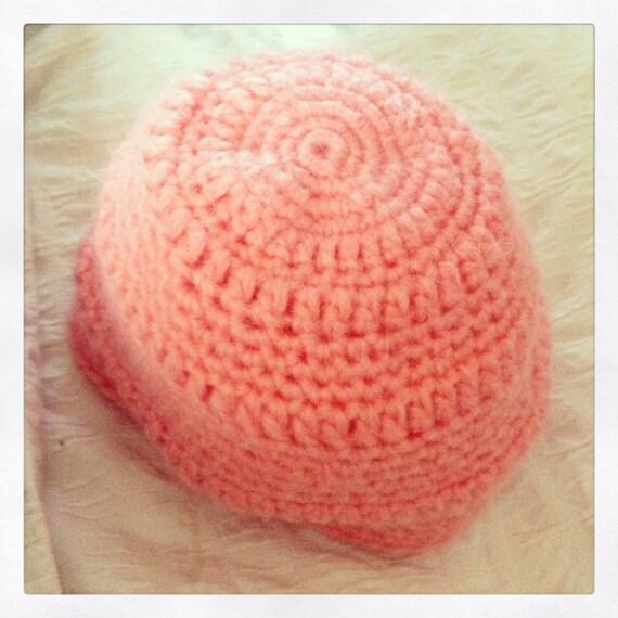Items similar to Coral crochet hat - very soft and girlie on Etsy