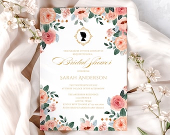 Floral Tea Party Bridal Shower Invitation TEMPLATE, Victorian Regency Bridal Shower Invitation, Bridal Brunch Tea Party Invite