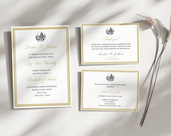 Graduation Announcement Card Bundle, Thank you card,  Dinner Party Invite, Bachelor's/Master's Degree Announcement, EDITABLE TEMPLATE