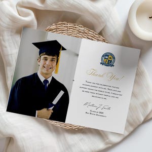 Universiteitsbedankkaart voor afstuderen, bedankkaart voor bachelor/master, fotobedankkaart, bewerkbare sjabloon