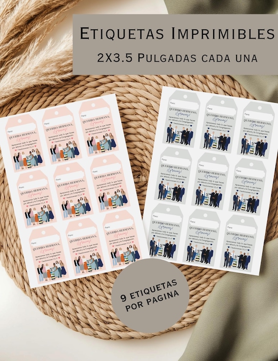 JW Etiquetas Imprimibles, Regalos para Hermanos o Hermanas, JW Spanish Printable Gift Tags, Regalos para precursores, Instant Download