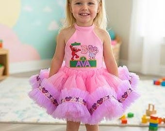Personalized Sesame Street Birthday Tutu Outfit, Abby Cadabby, Elmo Party Dress