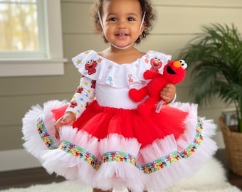 Red Elmo tutu outfit,Personalized red birthday   Outfit for girls,first birthday set ,Elmo tutu set,monster birthday ou: Sesame Street Theme