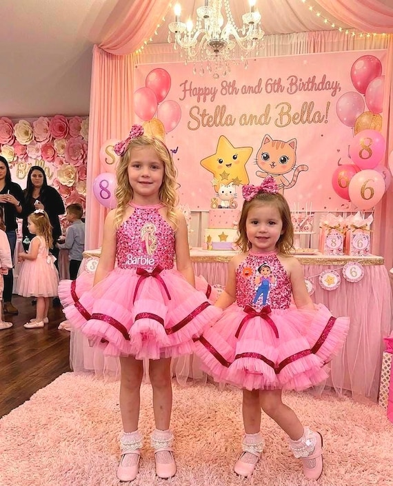 Personalized Barbie Inspired Birthday Outfit, Custom Sequin Top & Pink Tutu