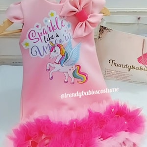 Robe tutu d&#39;anniversaire licorne fille : tenue élégante de demoiselle d&#39;honneur