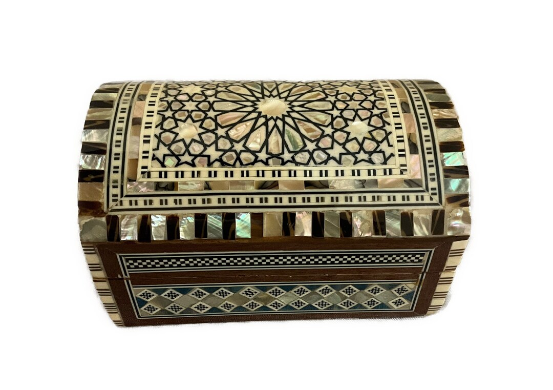 Mother of Pearl Inlay Wooden Jewelry Box Elegant Trinket Storage for ...