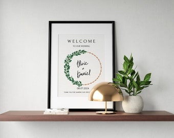 Welcome Sign Wedding , Edit with CANVA, Wedding Poster, Editable Wedding Reception Table,