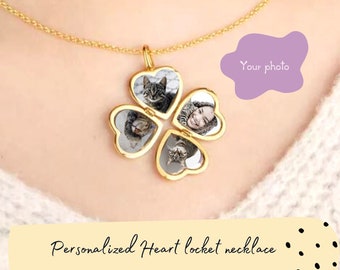 Engraved Initial gold heart locket necklace-Custom family portrait necklace-925 sterling silver,18k gold ,rose gold plated jewelry