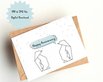Penguin anniversary gift card-1st,2nd,5th-60th,Perfect Gift for Every Anniversary Year