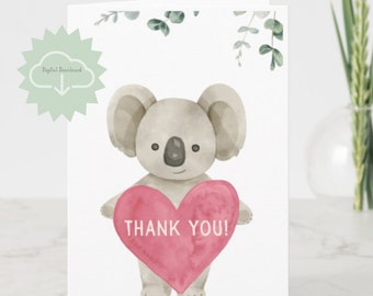 DIY Thank you cards-Australian animal-Cute Koala bear illustration-Instant download