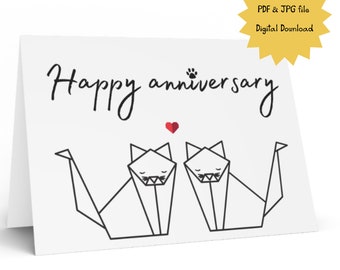 Anniversary Gifts Card from 1st-50th, 60th for Cat Lovers - Perfect Gift for Every Anniversary Year