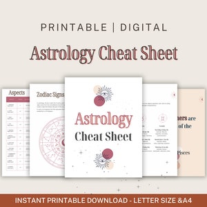 Astrology Cheat Sheet / Learn Astrology/ Astrology Basics Printable/ Beginners Astrology Guide/ Birth Chart/ Reference Sheets/ Astrology PDF