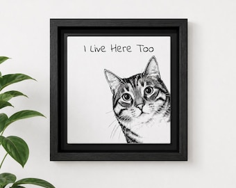 Personalized Funny Pet Portrait, Custom Dog & Cat Sketch from Photo, Peeking Wall Art on Canvas, Dog Lover Home Decor Gift