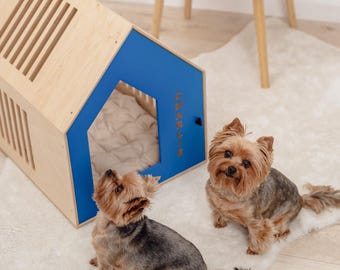 Personalized Wooden Dog House, Puppy Crate, Pet Bed