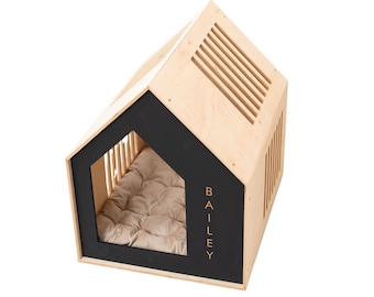 Minimalist Dog Crate, Wooden Dog Kennel, Personalized for Dog Bed, Dog Furniture, Cat Furniture, Wooden Pet Crate, Wood Dog Crate Furniture