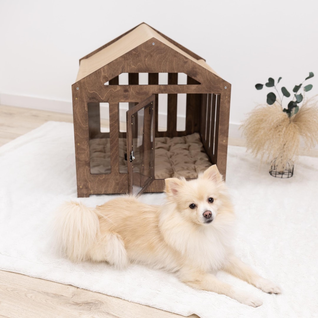 Puppy Crate With Door, Custom Named Dog House, Cozy Pet Home ...