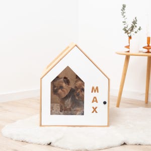 Wooden Dog House, Puppy Bed with Acrylic Door, Personalized Large Dog Crate image 12