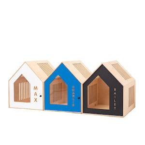 Personalized Pet Furniture, Wooden Dog Kennel, Gift for Dog Lover, Modern Dog House, Small Dog Crate, Modern Crate for Dog, Puppy House