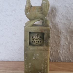 Marmor chinesischer alter handgeschnitzter Stein Stempel Wachssiegel, Huhn