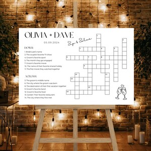 Sip and Solve Wedding Crossword Sign Custom Bridal Shower Puzzle