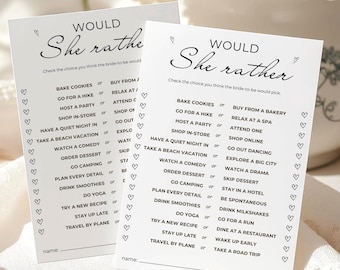 Plantilla editable para el juego "¿Quién conoce mejor a la novia?" para despedida de soltera, cuestionario imprimible para la recepción de la boda, descarga de trivias.