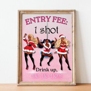 Pink Christmas Party Invite Calling All You Ho Ho Hos Invitation Xmas Girls Night Out Party Friendsmas Slumber Party Holiday Cocktail CP0002