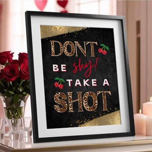 No seas tímido, toma una foto, cartel con estampado de guepardo, tarifa de entrada imprimible, póster para fiesta de Galentine, decoración de bar para despedida de soltera y cumpleaños
