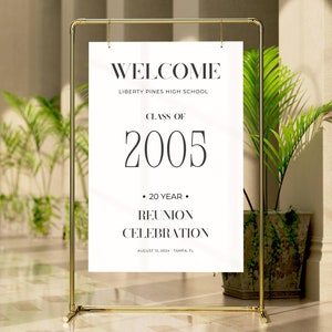 Class Reunion Welcome Sign- Editable Any Year 20th High School Welcome Board, Custom Minimalist Decor Poster, Printable Signage Template A1