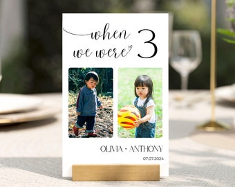 When We Were Age Photo Table Number Template- Editable Childhood Picture Sign, Printable Minimalist Wedding Table Decor, Instant Download A2