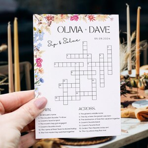Wildflower Wedding Crossword Bridal Shower Sip and Solve Puzzle