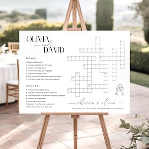 Custom Wedding Crossword Puzzle: Bridal Shower Cocktail Hour Game, Printable Giant Sign Guest Activity, Editable Canva Template Download