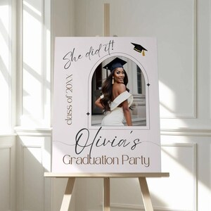 Graduation Party Welcome Sign with Photo, Editable Canva Template, Custom Grad Decor Poster, Printable Personalized Board, Class of 2026 image 7