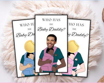 Who Has The Baby Daddy Baby Shower Game- Editable Celebrity Scratch Off Game, Printable Find the Dad Game Cards- Canva Template Download
