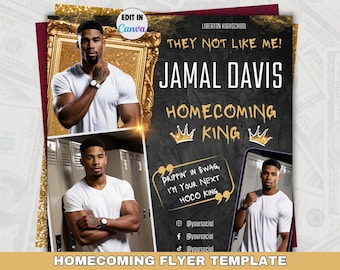Modelo de panfleto Canva Homecoming King - Vote HOCO Prom King, campanha de presidente de classe para meninos, postagem editável no Instagram, download digital