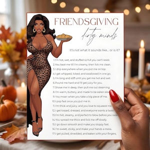 Friendsgiving Dirty Minds Spiel – Druckbares Thanksgiving-Quiz, Trinkspiel für die Mädelsnacht, schlüpfrige Rätsel für den Junggesellinnenabschied Bild 1