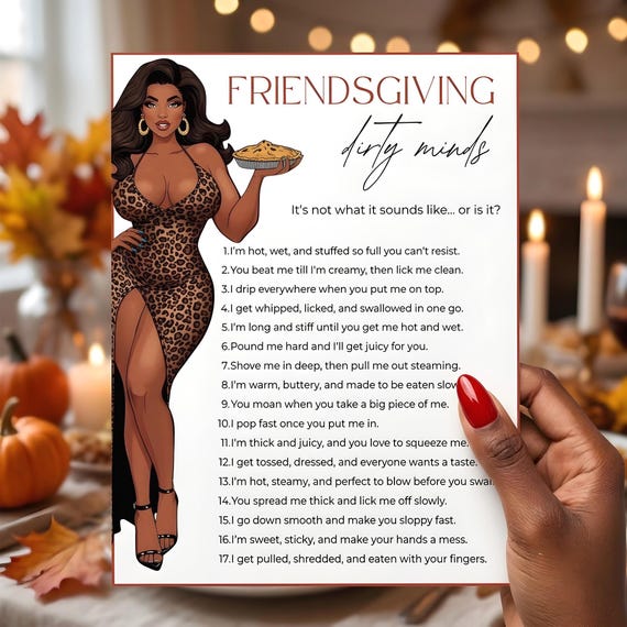 Friendsgiving Dirty Minds Game- Printable Thanksgiving Trivia, Adult Ladies Night Party Drinking Game, Holiday Bachelorette Dirty Riddles