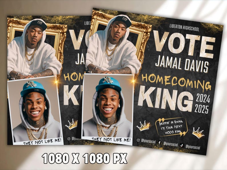 Homecoming King Flyer Canva Template- Vote HOCO Prom King, Class ...