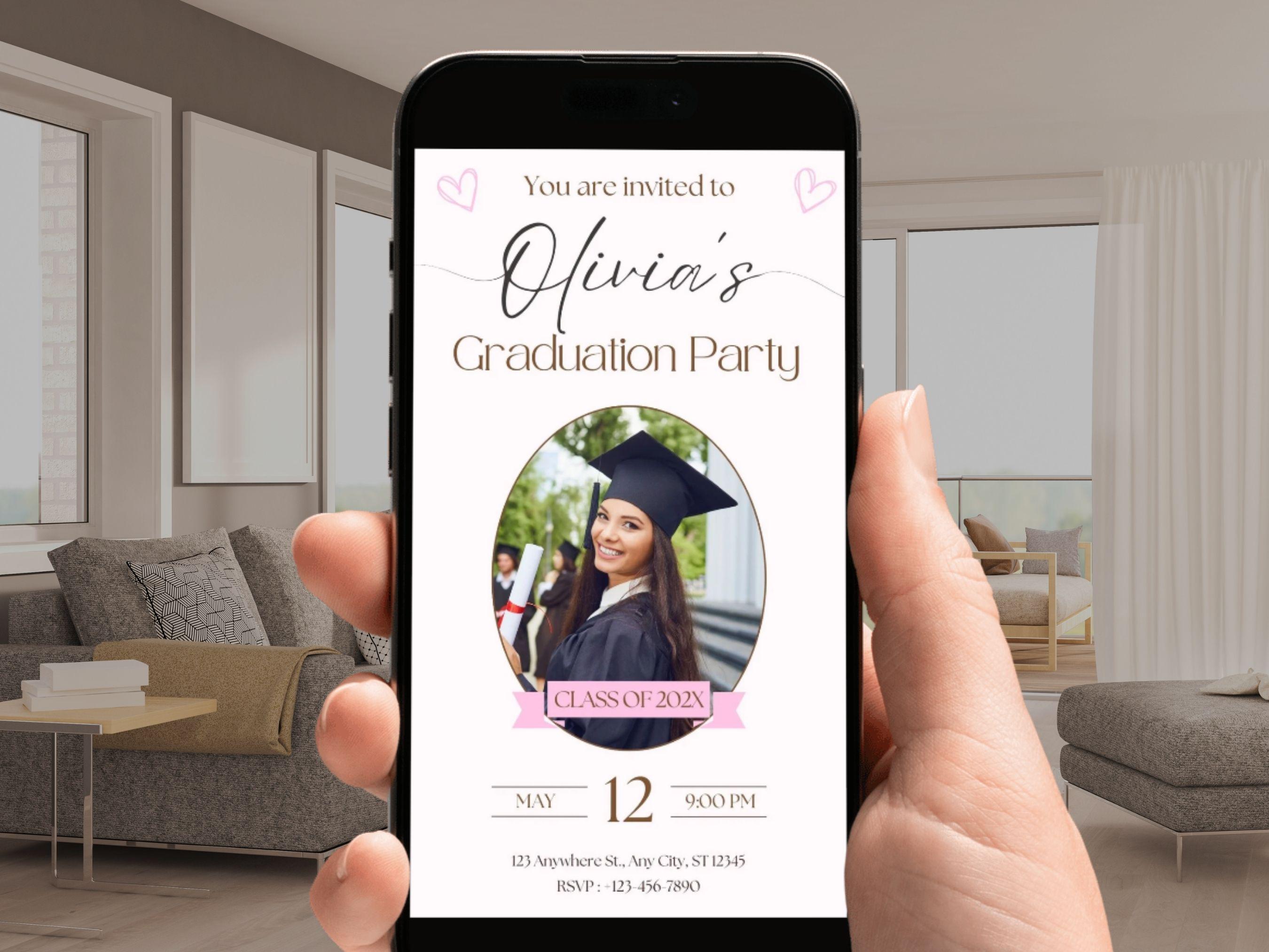 Digital Graduation Invitation With Photo- Minimalist Text Message ...