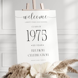 Class Reunion Welcome Sign- Editable Any Year 50th High School Welcome Board Template, Custom Minimalist Decor Poster, Printable Banner