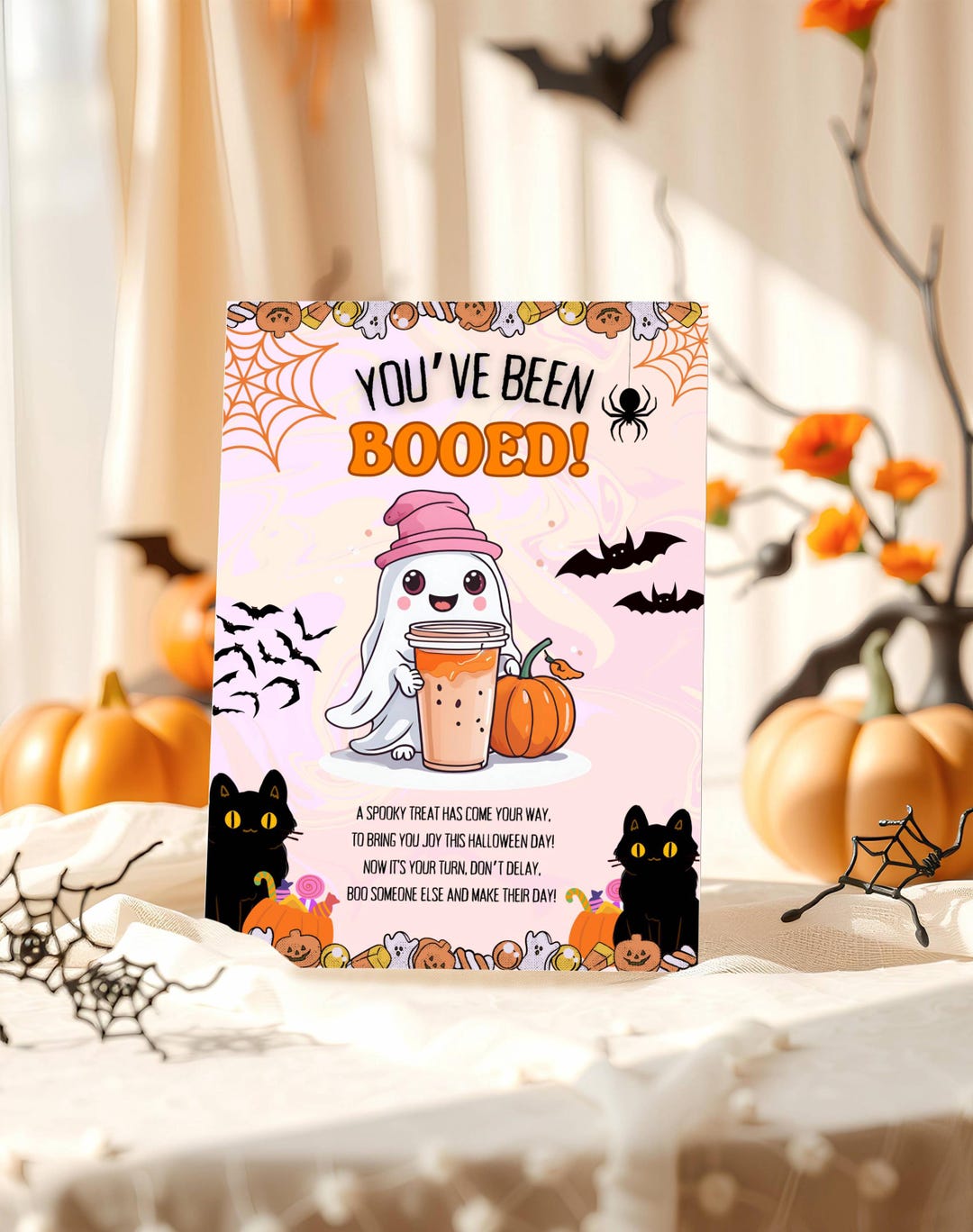 You've Been Booed Card- Editable Halloween Ghost Boo Basket Gift ...