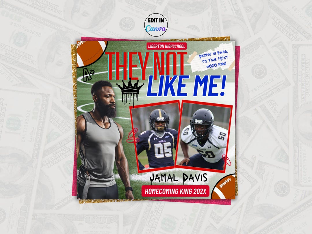 Flyer Boy Homecoming Flyer Boy Canva Template- Vote Football HOCO King, Prom ...
