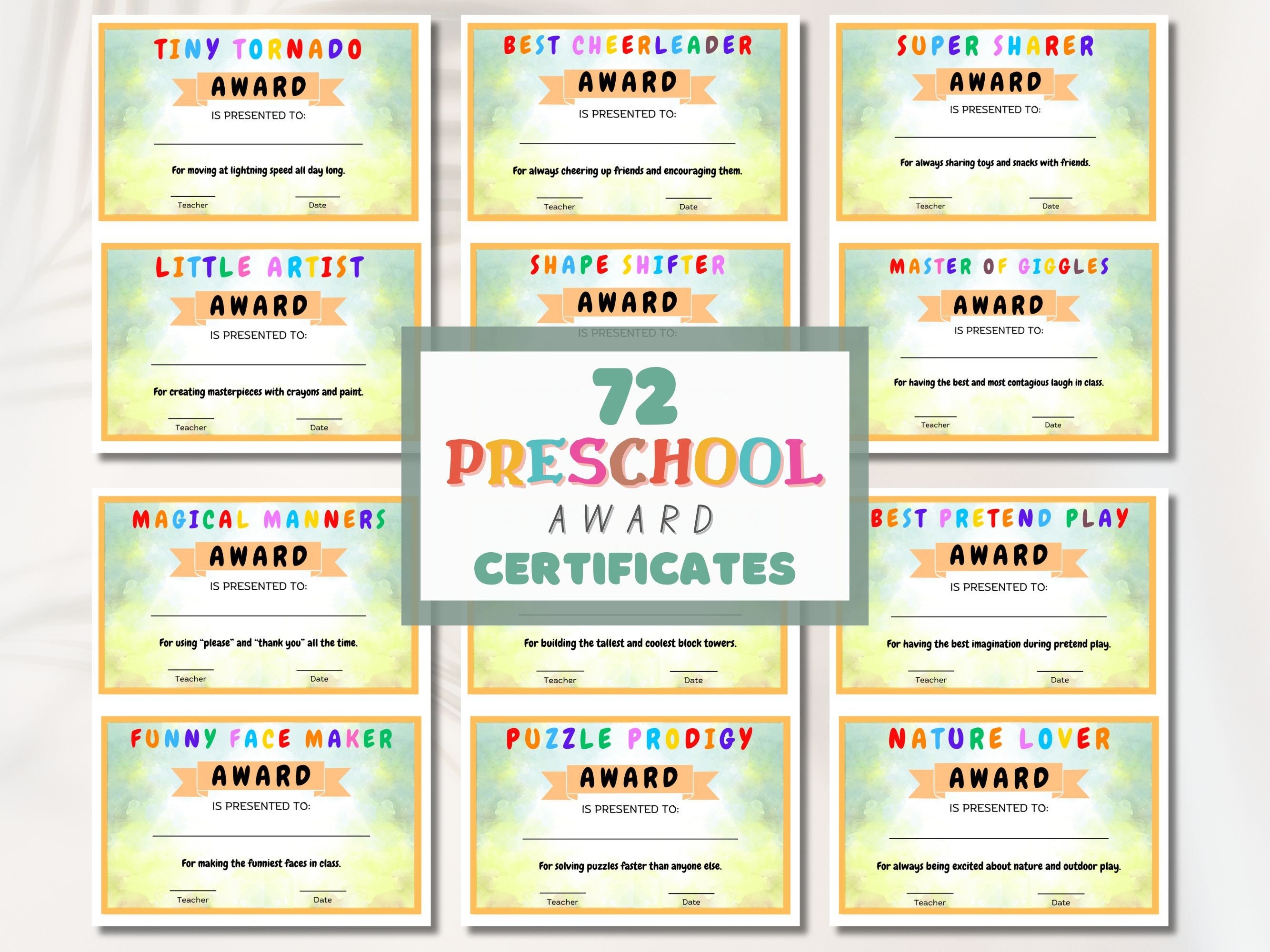 Printable Preschool Awards Certificates Editable Pre k School Printable Preschool Awards Certificates Editable Pre k School