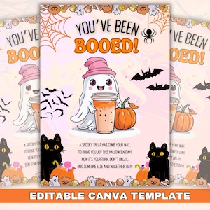 Biglietto d'auguri stampabile "Sei stato fischiato" - Cesto di fischi fantasma di Halloween modificabile, regalo per bambini, adolescenti e adulti, modello Canva, download digitale istantaneo